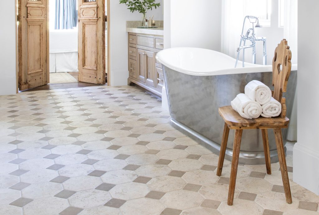 Cabochon tile in bathroom