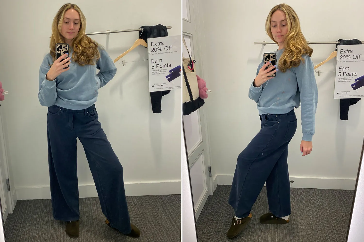 Gap sweatpant jeans try-on