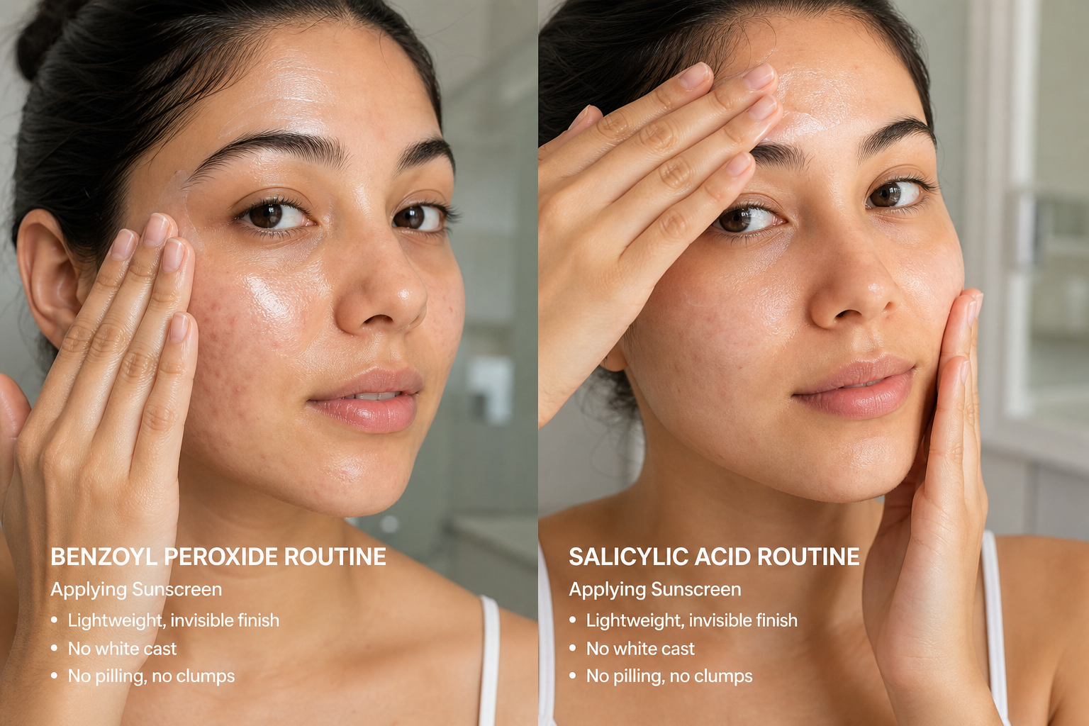 how to apply benzoyl peroxide vs salicylic acid for face acne without pilling
