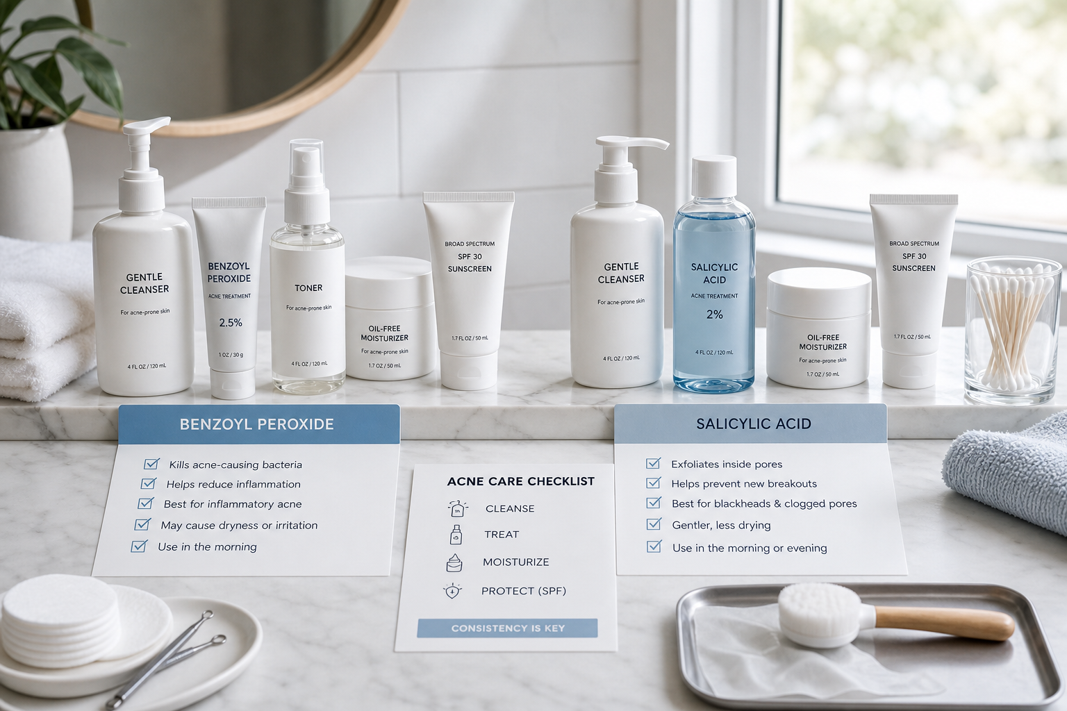 benzoyl peroxide vs salicylic acid for face acne checklist for daily skincare