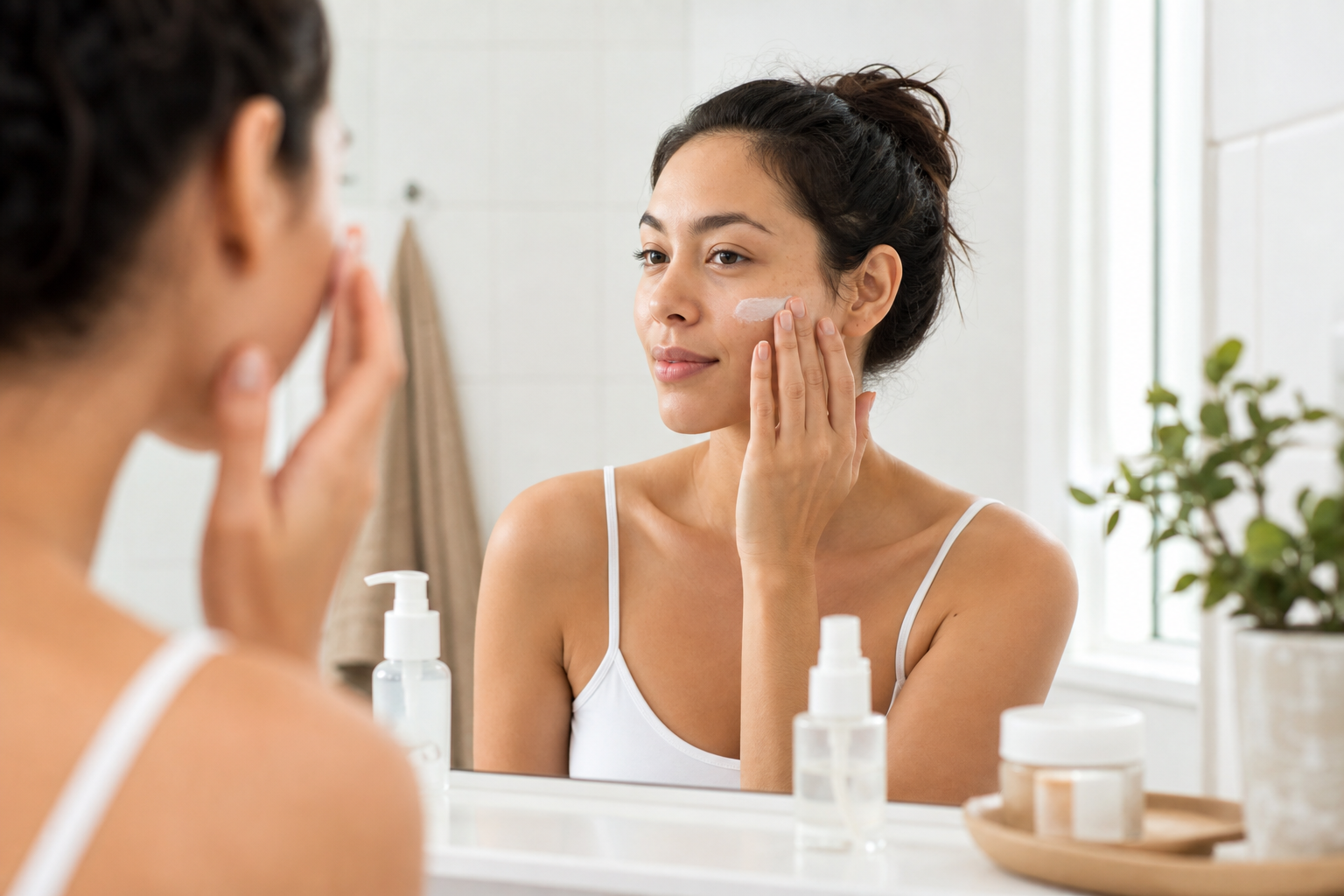 Person applying gentle moisturizer for sensitive skin