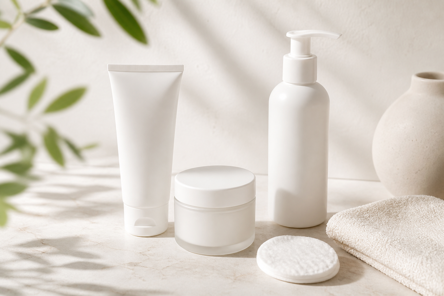 how to use sensitive skin routine products on a clean counter