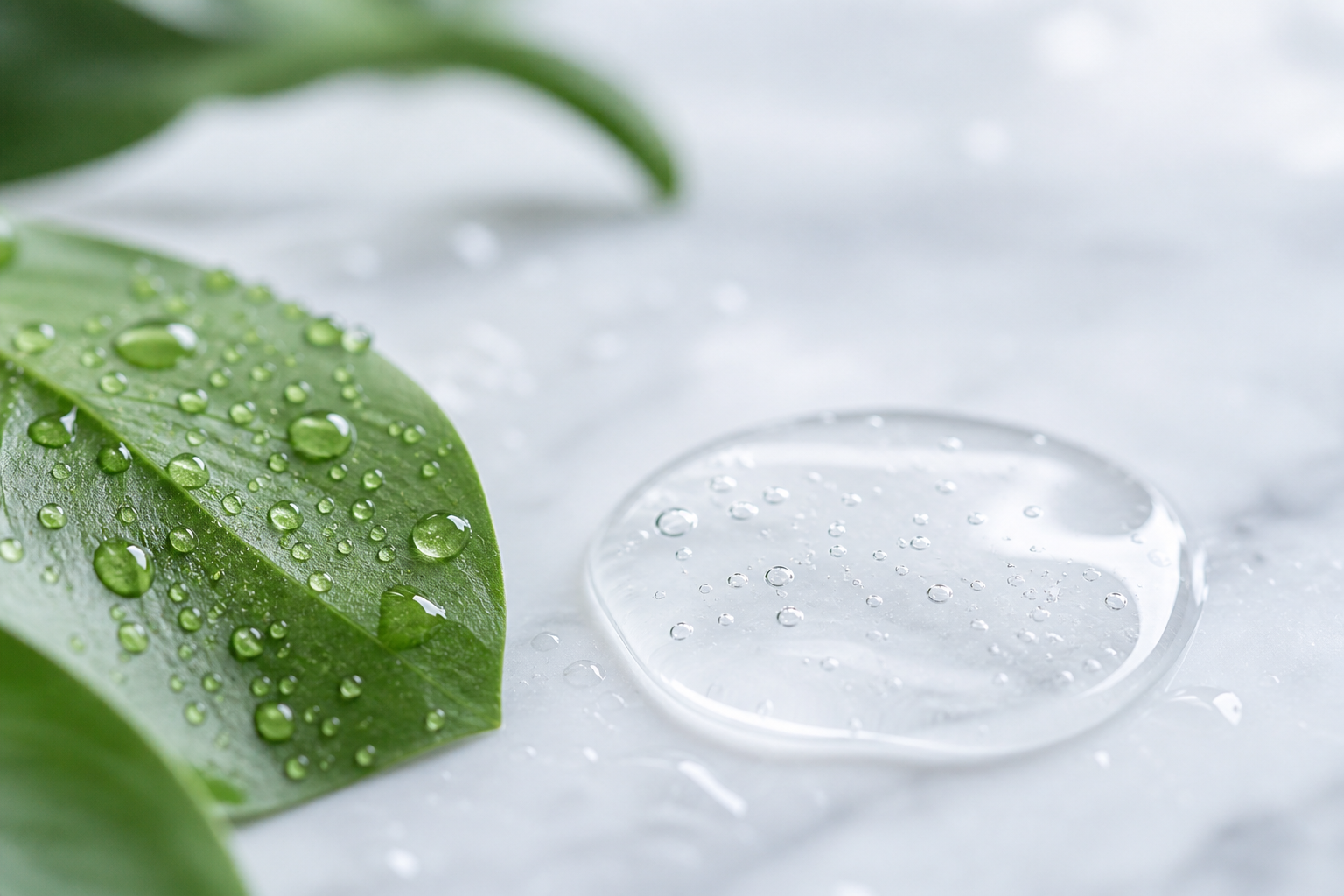 Macro view of a clear gel sensitive skin face wash texture