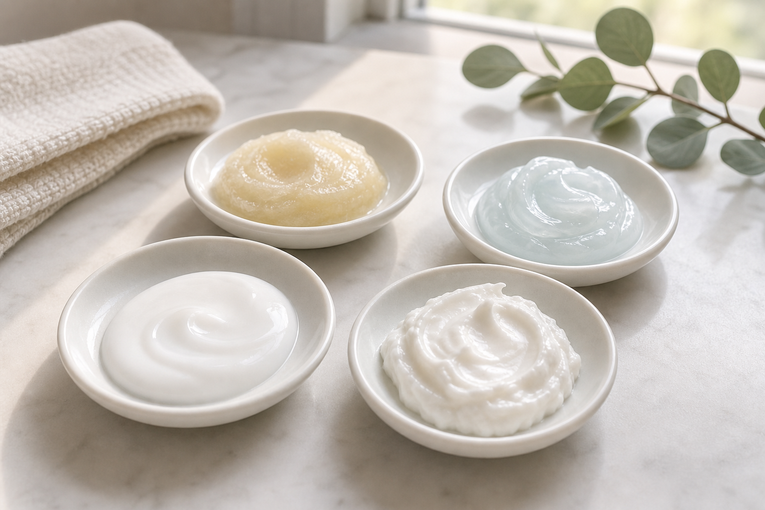 Comparison of lotion cream ointment and gel cream textures for sensitive skin