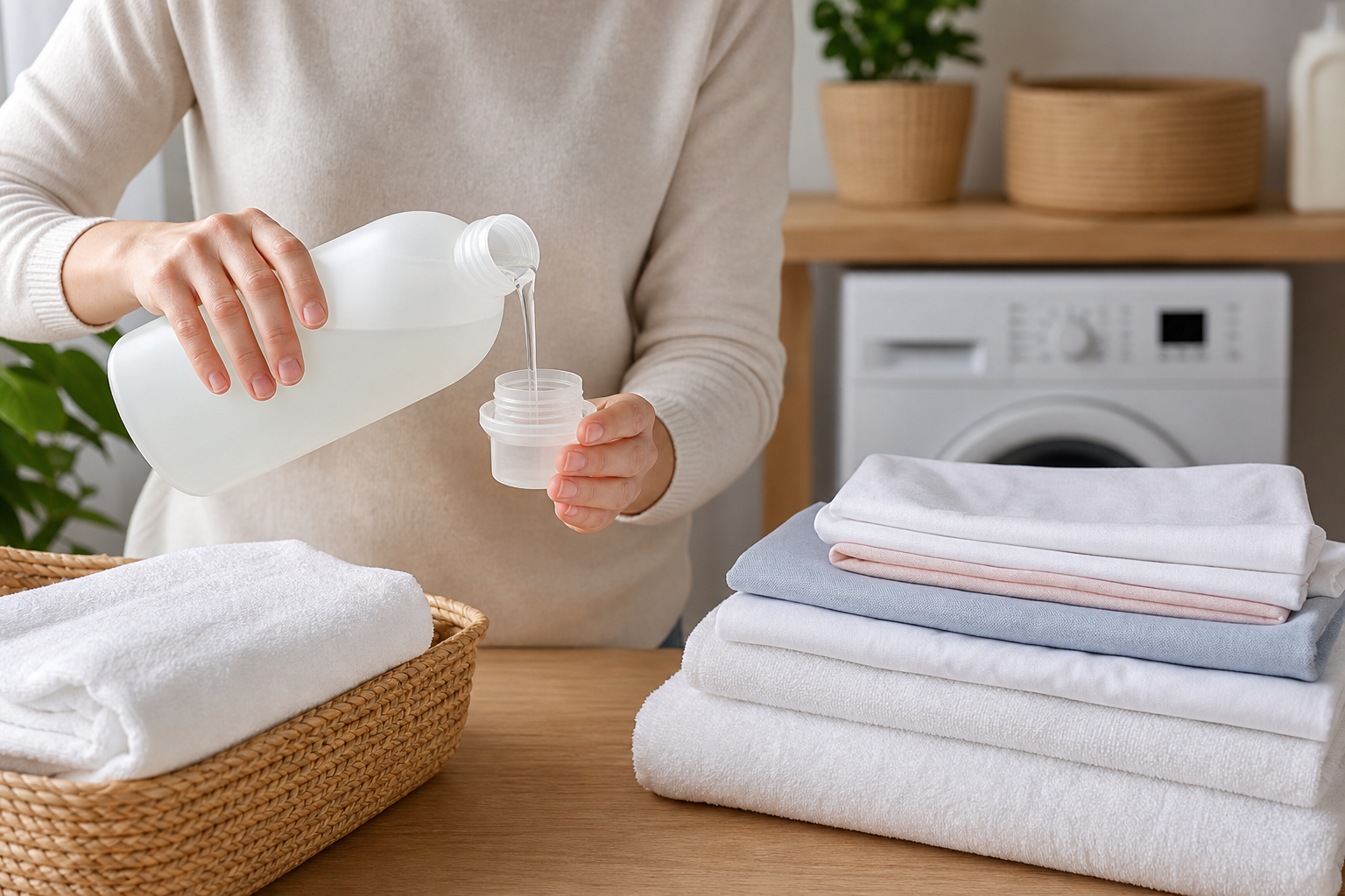 measuring a reduced dose of fragrance-free laundry detergent for sensitive skin