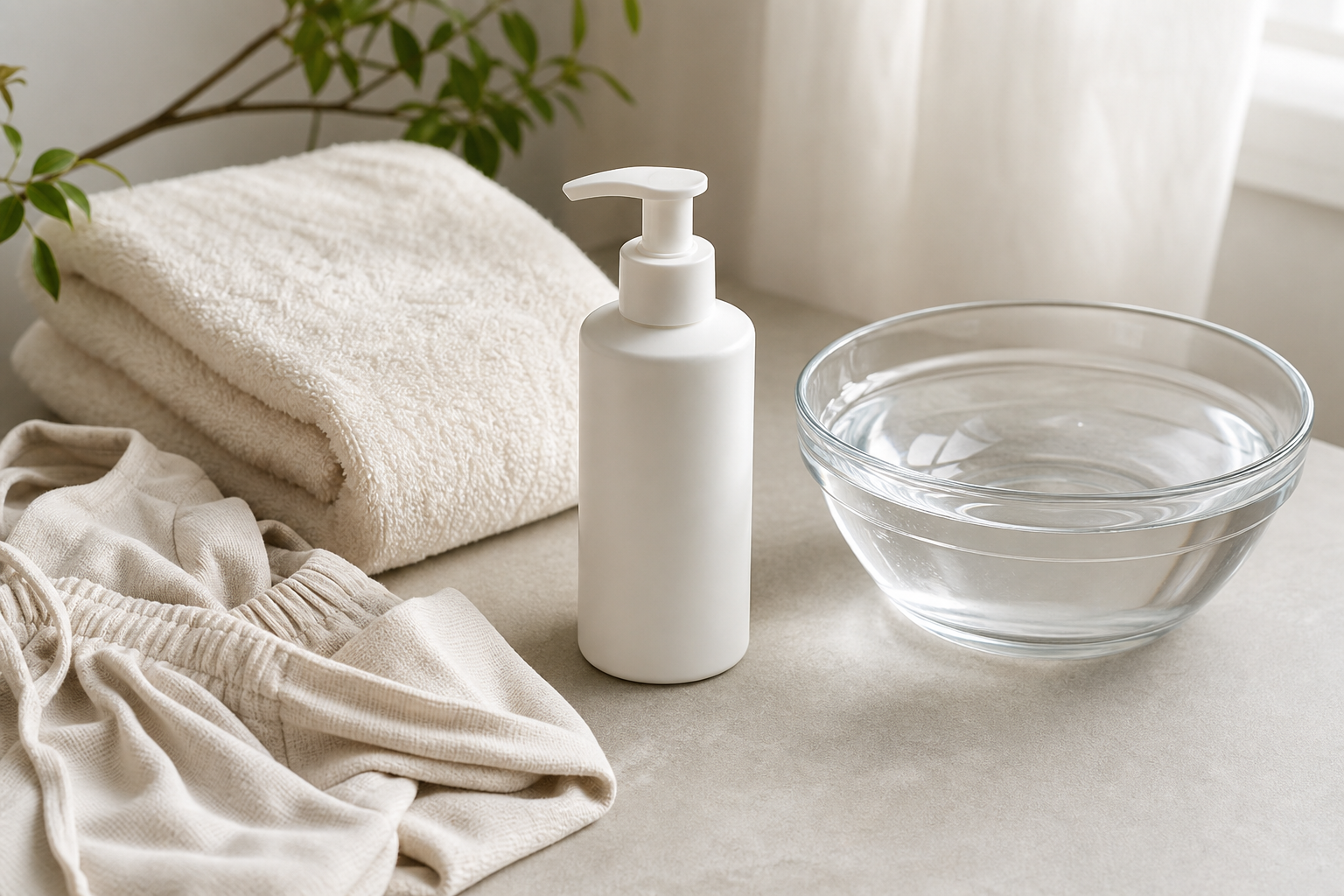 Fragrance-free moisturizer and soft towel for sensitive skin after hair removal