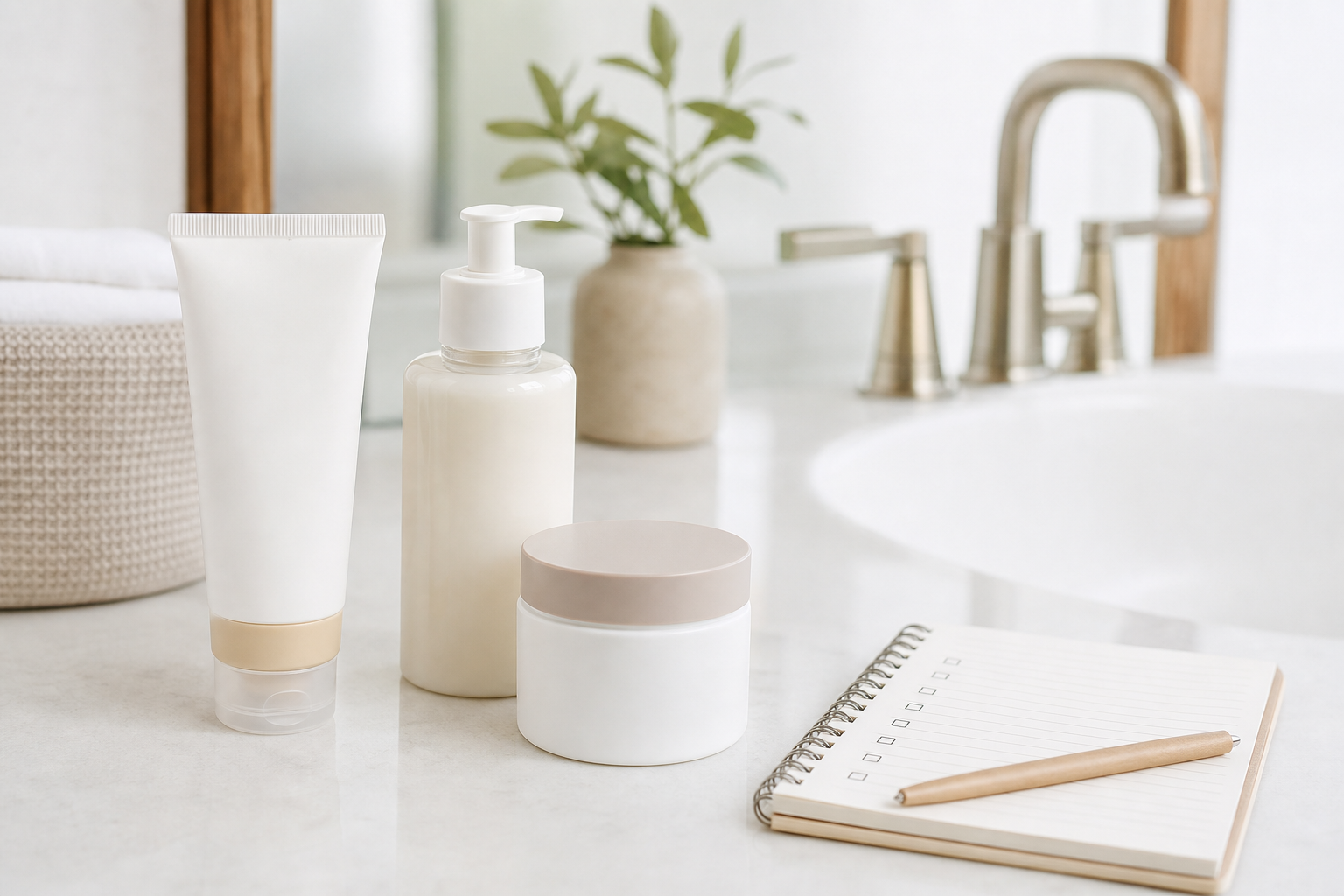 Sensitive skin product comparison checklist with sunscreen and moisturizer