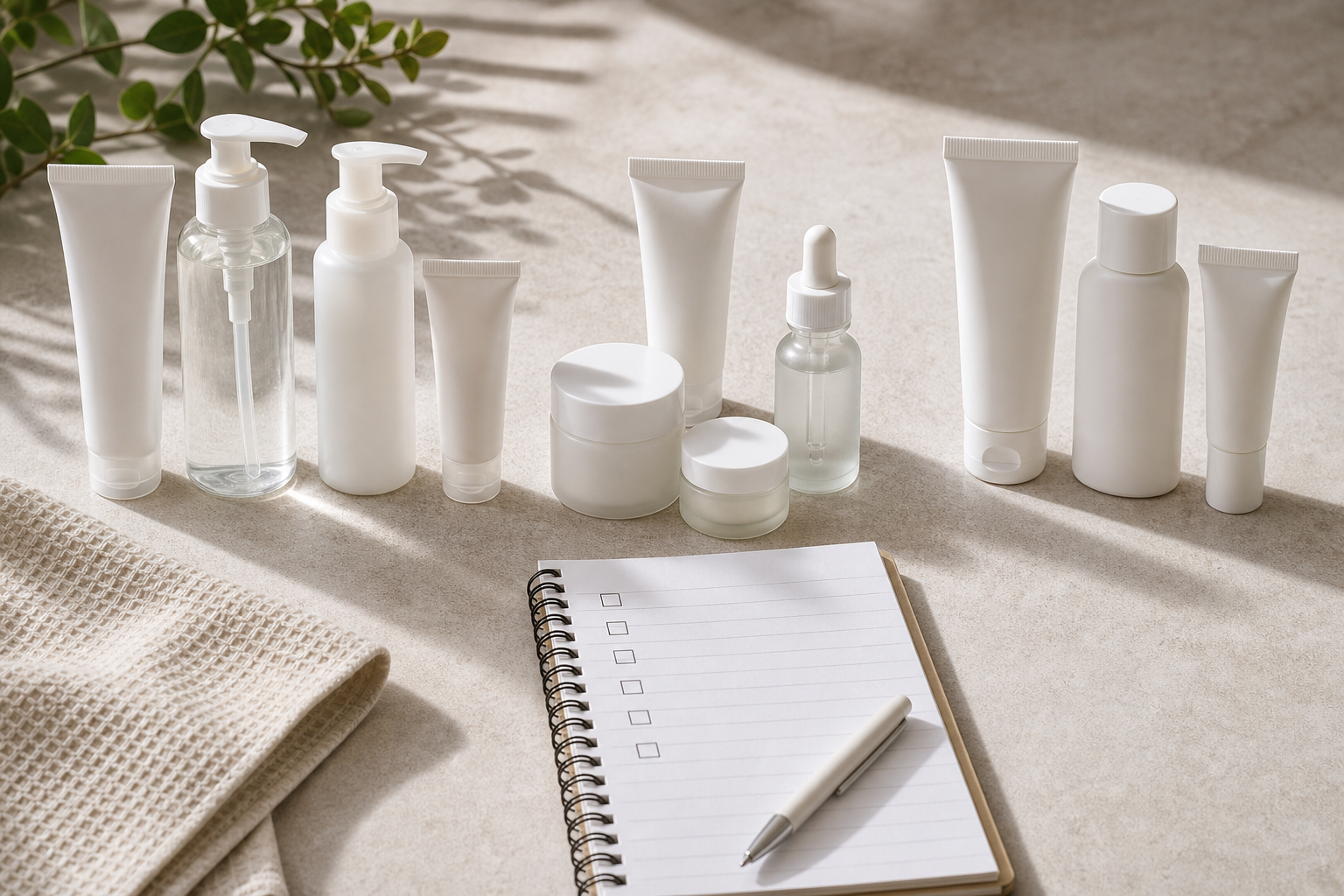 Budget sensitive skin products grouped with a skincare comparison checklist