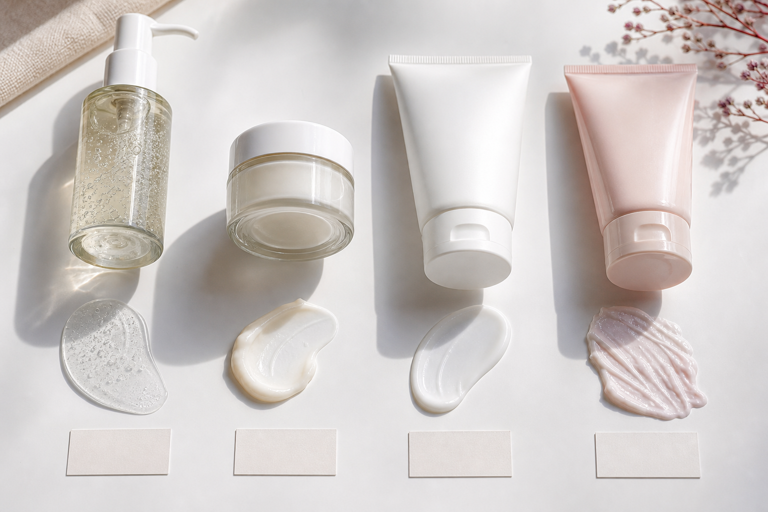 Sensitive skin product comparison with cleanser moisturizer sunscreen and depilatory cream