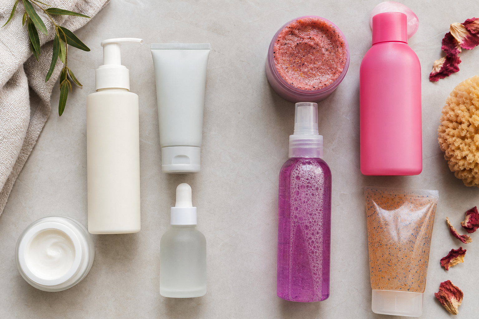 Sensitive skin product comparison showing gentle basics and irritating products to avoid