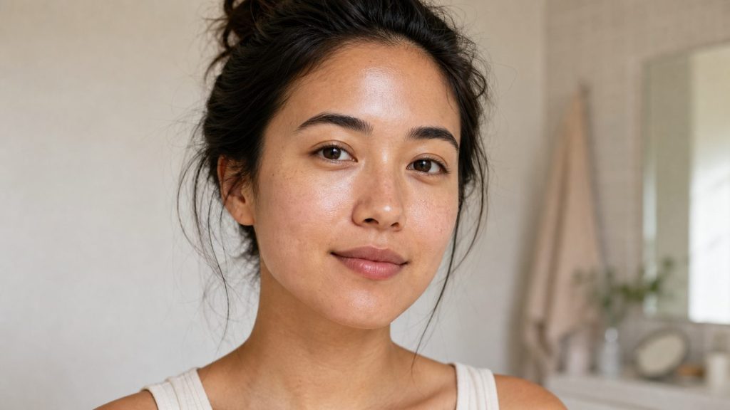 Combination skin type with a mildly oily T-zone and drier cheeks
