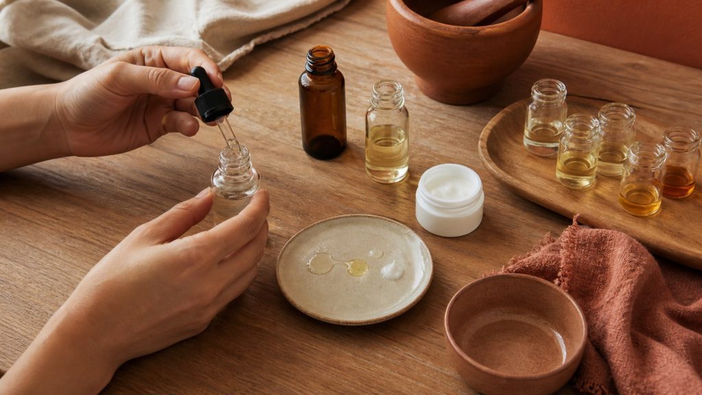 Skincare ingredients a-z reference with unbranded serums, moisturizers, and an ingredient index